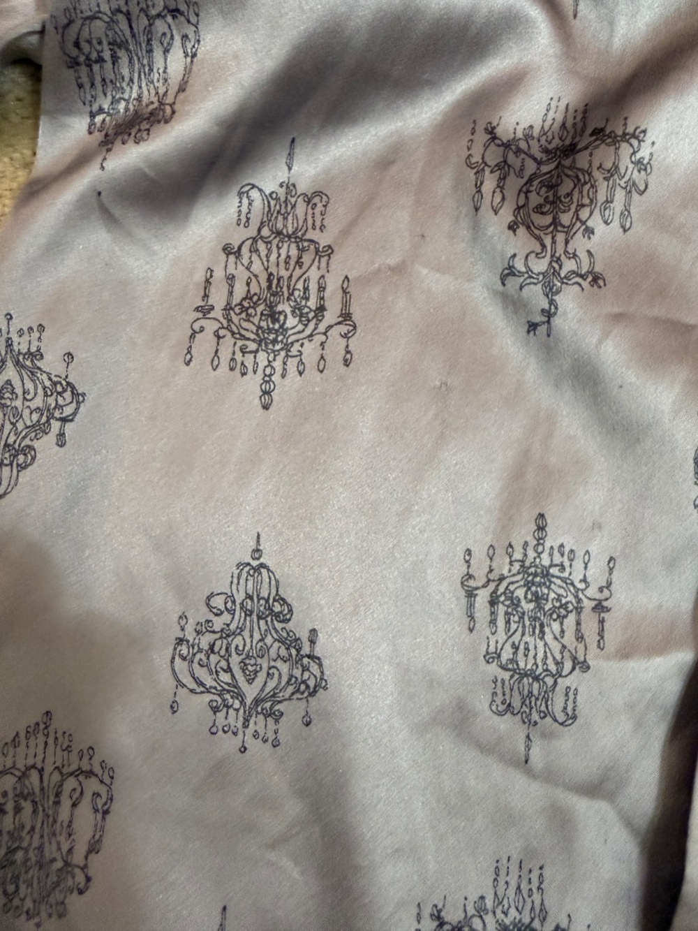 Victoria's Secret Satin Pajama Set Gray Chandelier Print Button Front Medium